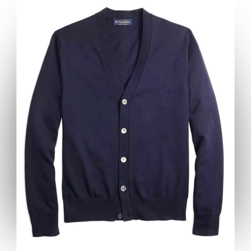 NWT Brooks Brothers Supima Cotton Button-Front Cardigan Large Navy‎